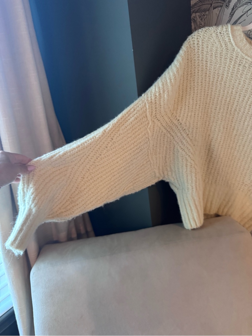 Pilcro Cream Chunky Knit Crewneck Sweater - Picture 6 of 9